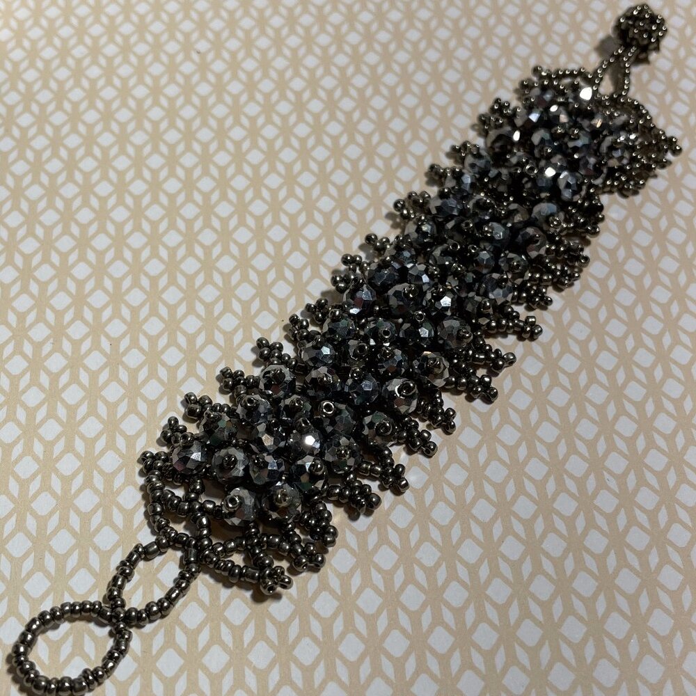 Beaded Artisan Glass Seed Beaded Crochet Bracelet